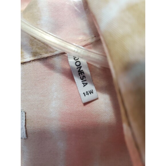 Foxcroft Non-Iron Tie-Dye Stripe Roll-Tab Sleeve Button-Up Shirt Size 14W - Picture 5 of 7